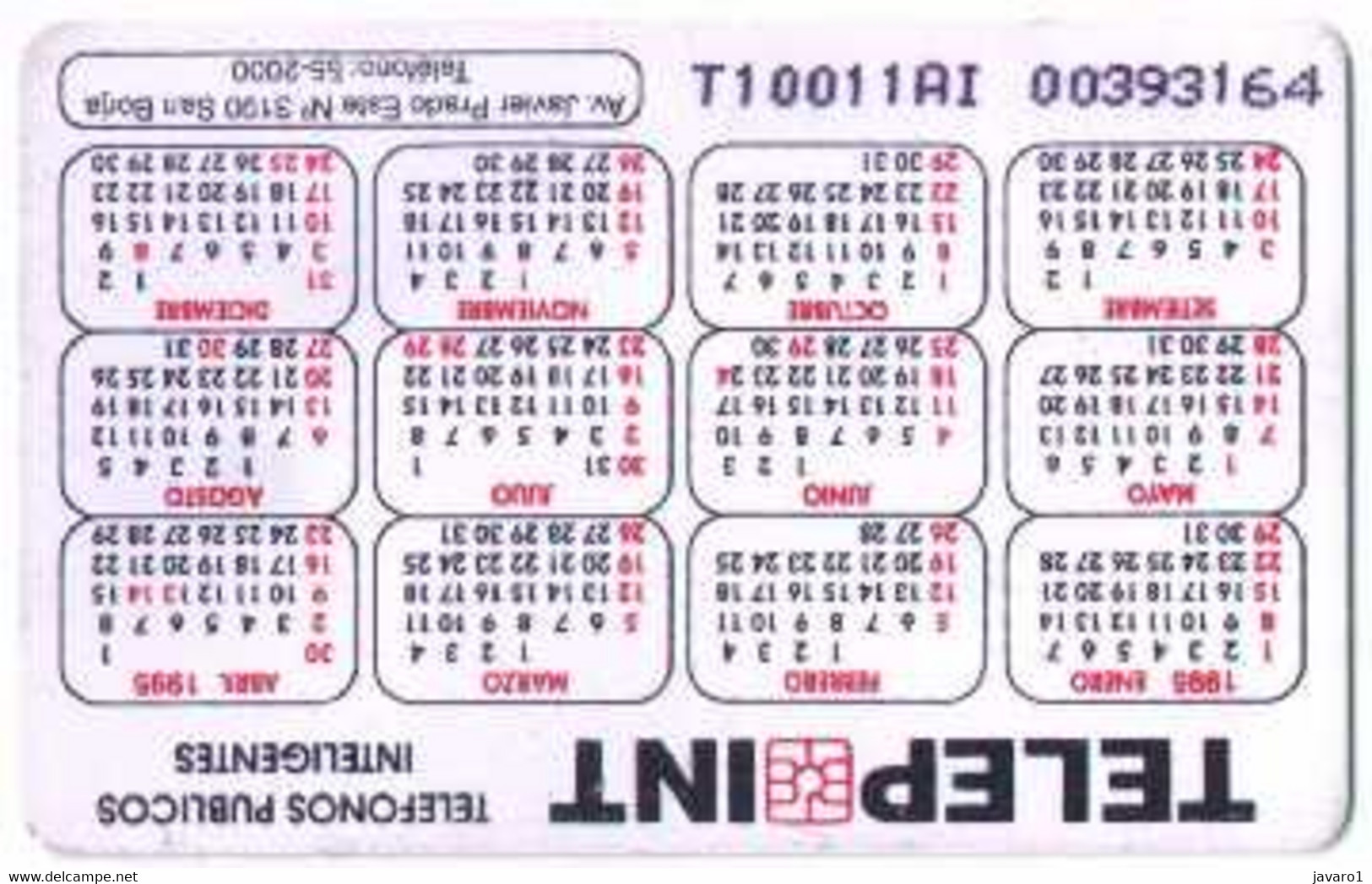 PERU : PTE-061A 10 NS Lama 1995 Calendar INVERTED USED - Perù