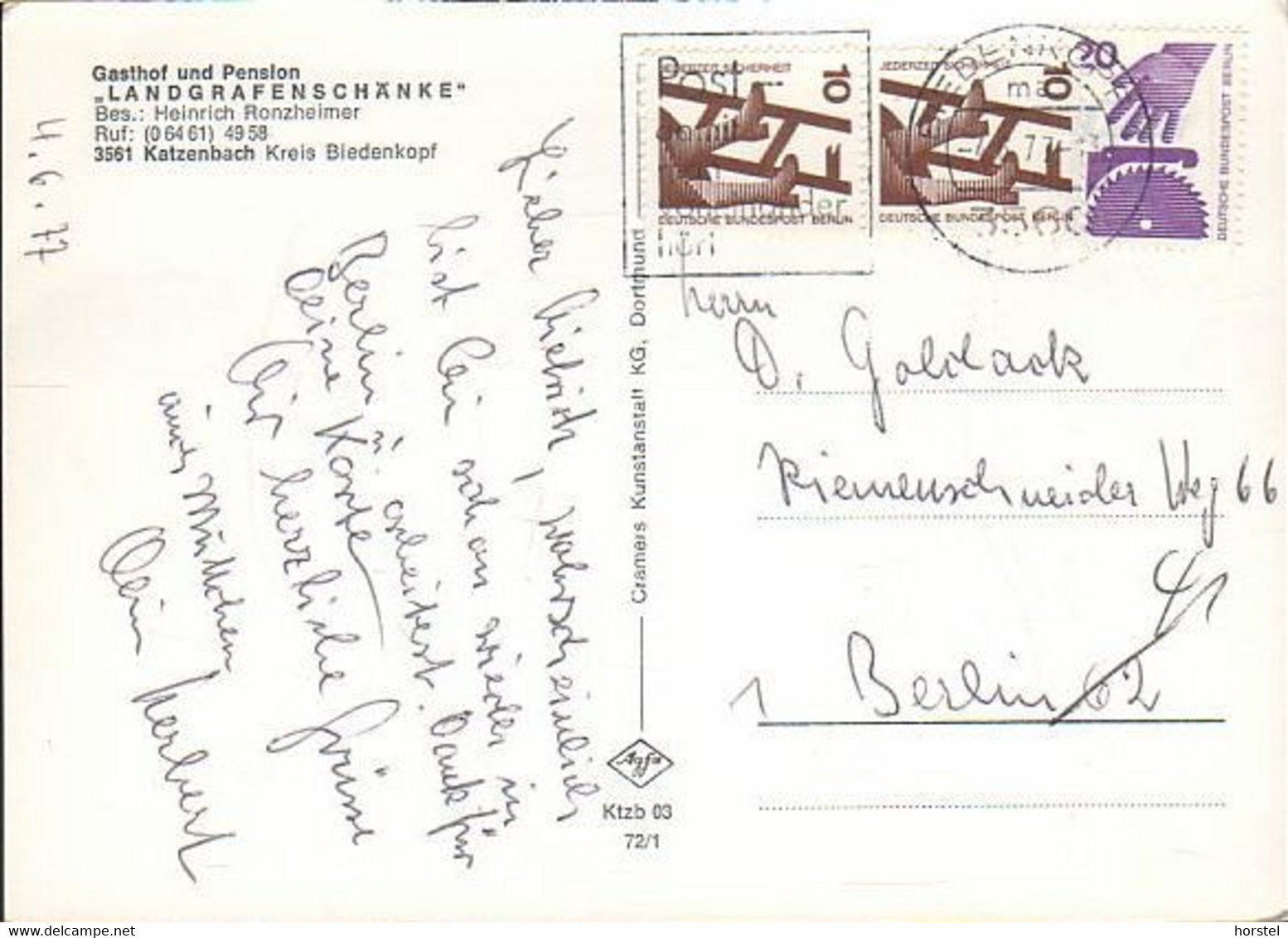 D-35216 Biedenkopf, Katzenbach An Der Lahn - Landgrafenschänke - 3x Nice Stamps - Biedenkopf