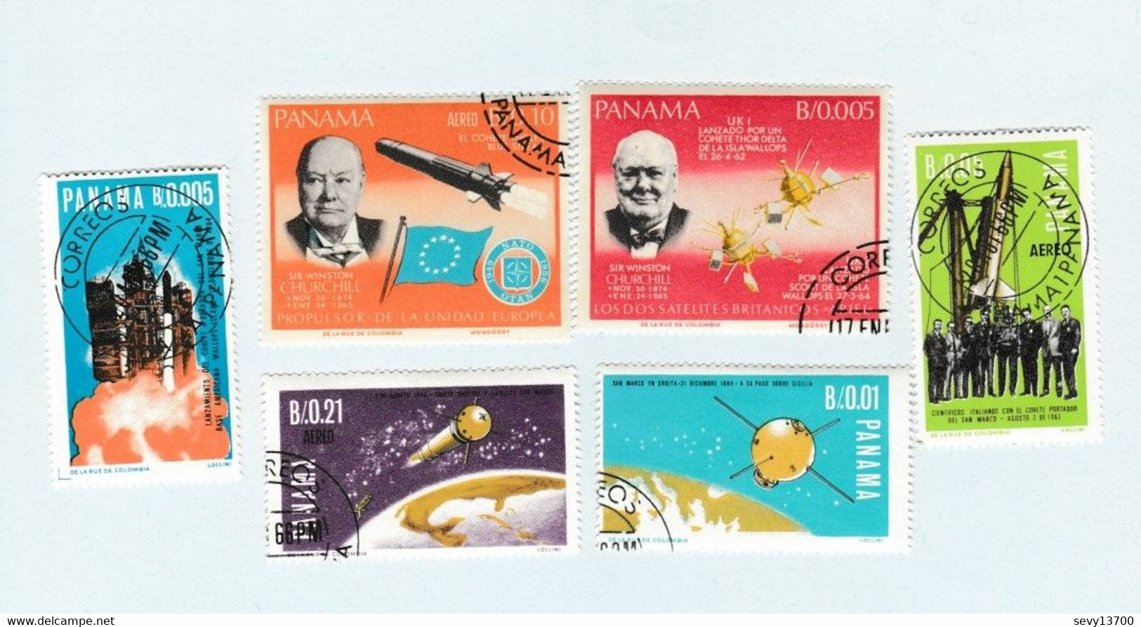 Panama Lot De 11 Timbres Jules Verne L'espace Sir Winston Churchill, San Marco En Orbite - Panamá