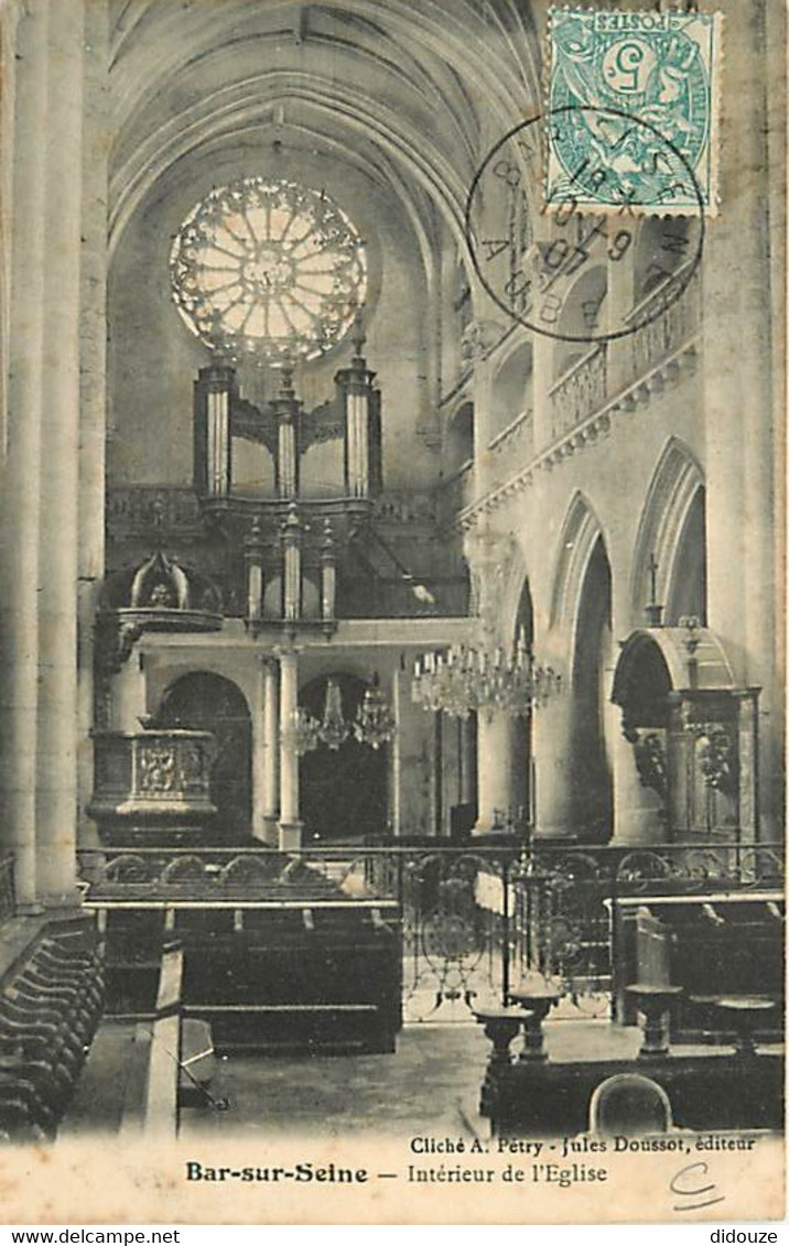 10 - Bar Sur Seine - Intérieur De L'Eglise - Oblitération Ronde De 1907 - CPA - Voir Scans Recto-Verso - Bar-sur-Aube