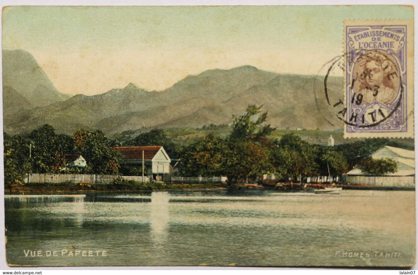 C. P. A. Couleur : TAHITI : Vue De  PAPEETE, Timbre En 1919, Editeur F Homes - Tahiti