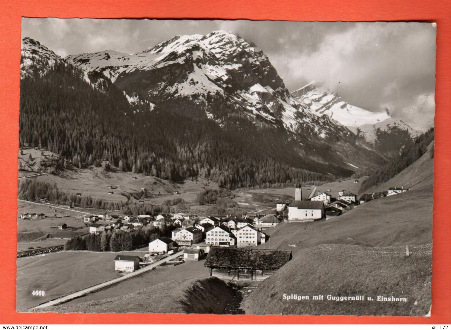 ZHC-05 Splügen Mit Guggernüll Und Einshorn Gelaufen 1956 Gross Format. - Splügen