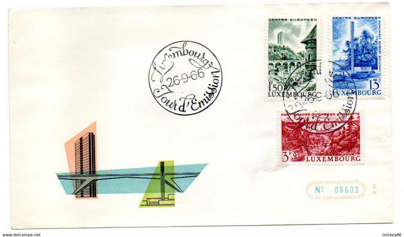 Luxembourg--1966--FDC    (3  Valeurs) ... N° 08603 - FDC