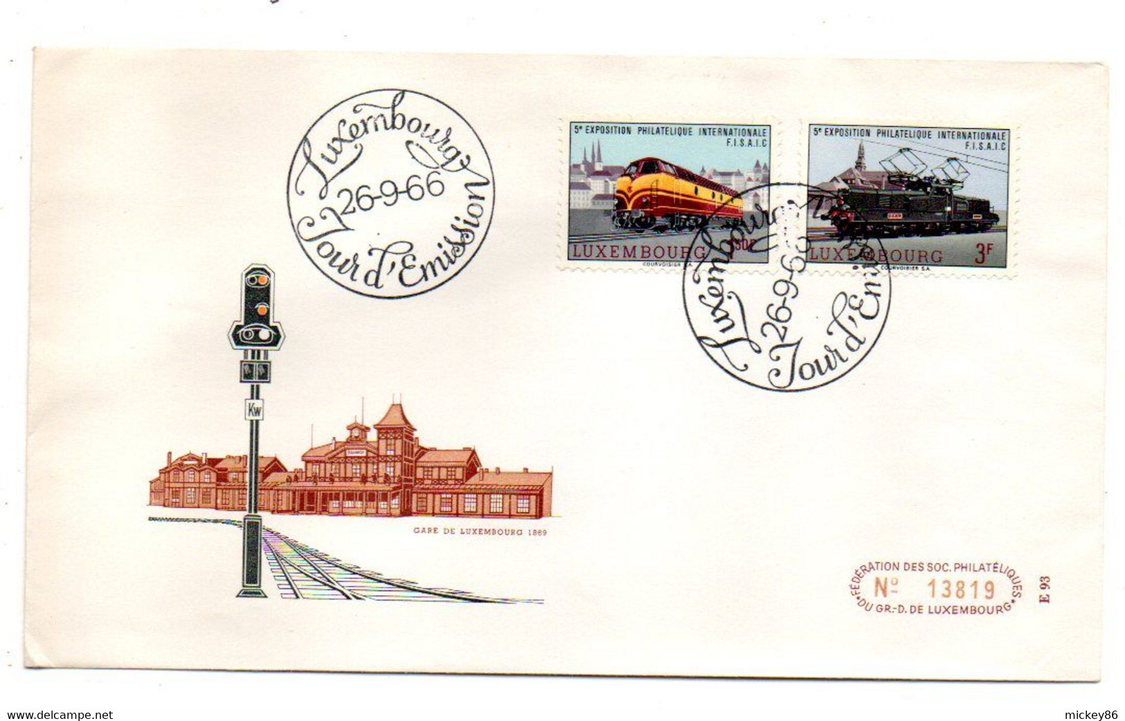 Luxembourg--1966--FDC  --Gare De Luxembourg --trains  (2  Valeurs) ... N° 13819 - FDC