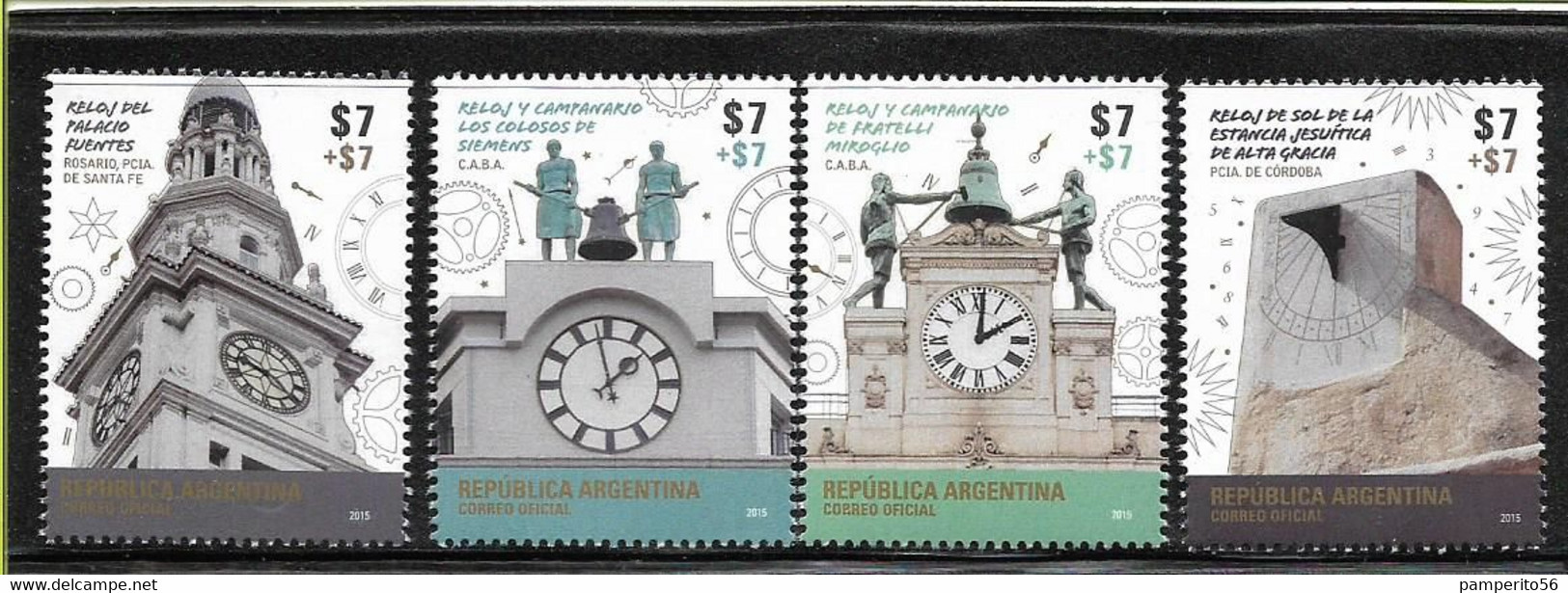 ARGENTINA AÑO 2015 - RELOJES ANTIGUOS - SERIE COMPLETA DE 4 VALORES MNH - CLOCKS WATCHES - Neufs