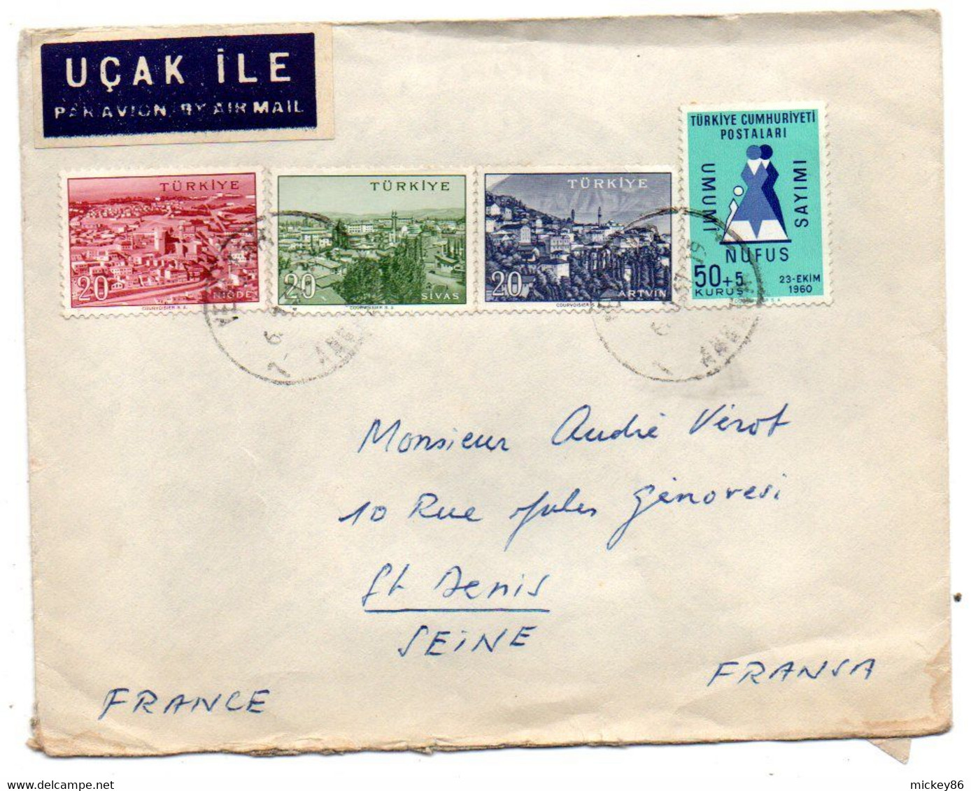 Turquie --1961 --lettre De ANKARA  Pour St DENIS (France)  -- Composition De Timbres ......cachet... - Brieven En Documenten