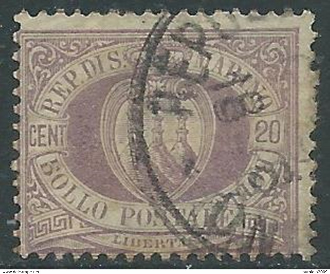 1894-99 SAN MARINO USATO STEMMA 20 CENT - RD44-5 - Oblitérés