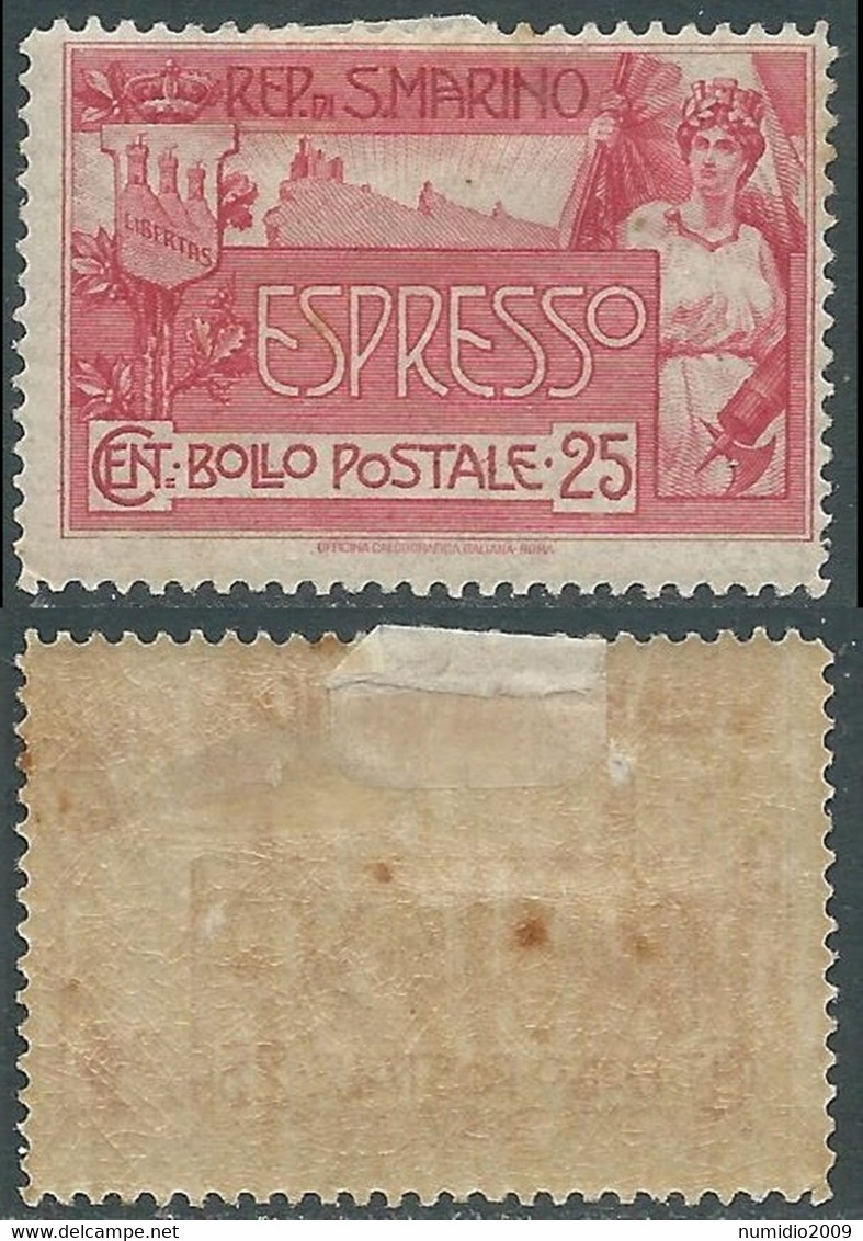 1907 SAN MARINO ESPRESSO 25 CENT MH * - RD54-5 - Timbres Express