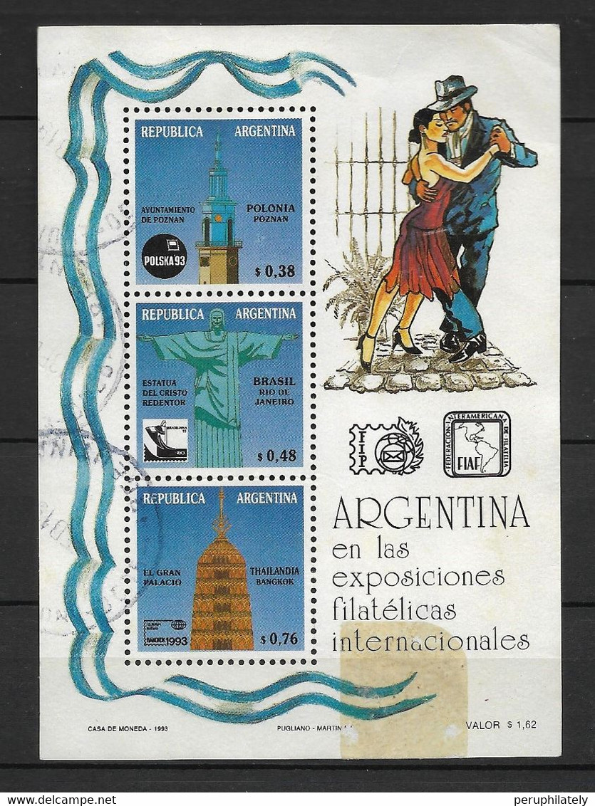 Argentina 1993 , Dance Tango , Philatelic Exhibition , Souvenir Sheet , Used - Used Stamps