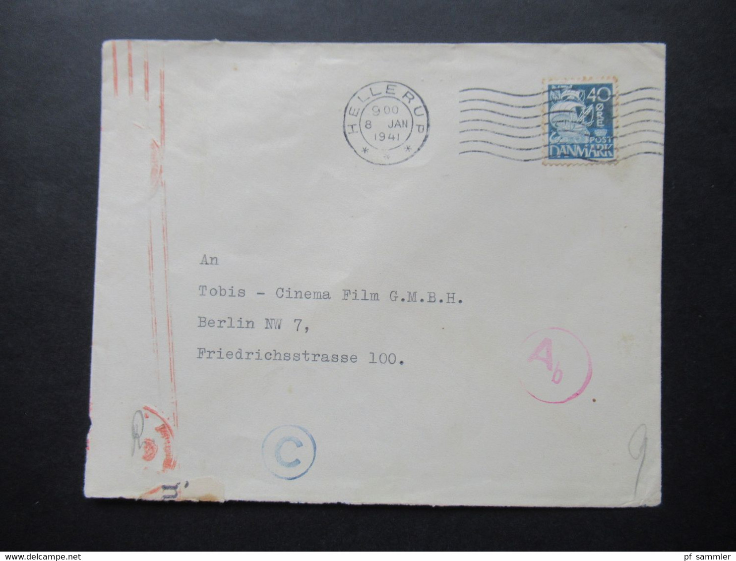 Dänemark 1941 Zensurbeleg / Mehrfachzensur OKW Zensurstreifen Geöffnet Cineastik Tobis Cinema Film Berlin - Lettres & Documents