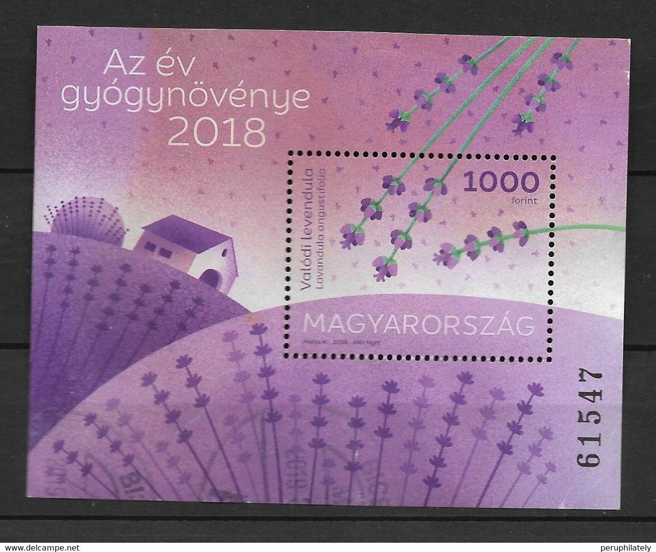 Hungary 2018 , 2018 Herb Of The Year - English Lavender , Souvenir Sheet , Used - Oblitérés