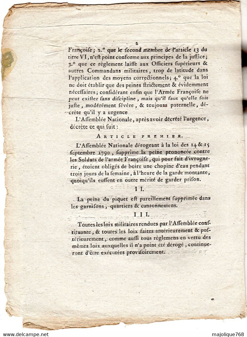 Loi. Donné à Paris , Le 9 Mai 1792 , L'an 4e . De La Liberté - - Décrets & Lois