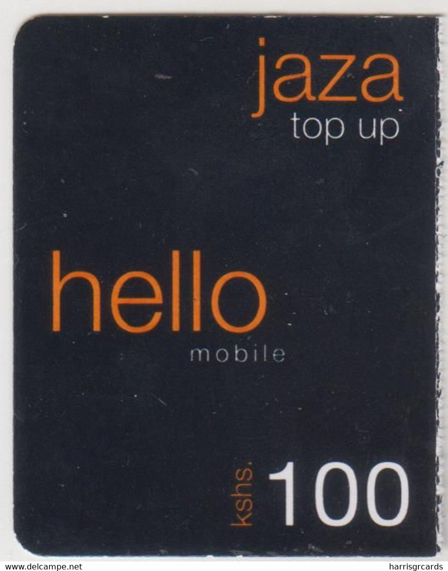 KENYA - Hello - Jaza Top Up 100 (Half Size), Orange Refill Card , Expiry Date:31/12/2010, 100 Ksh Used - Kenia