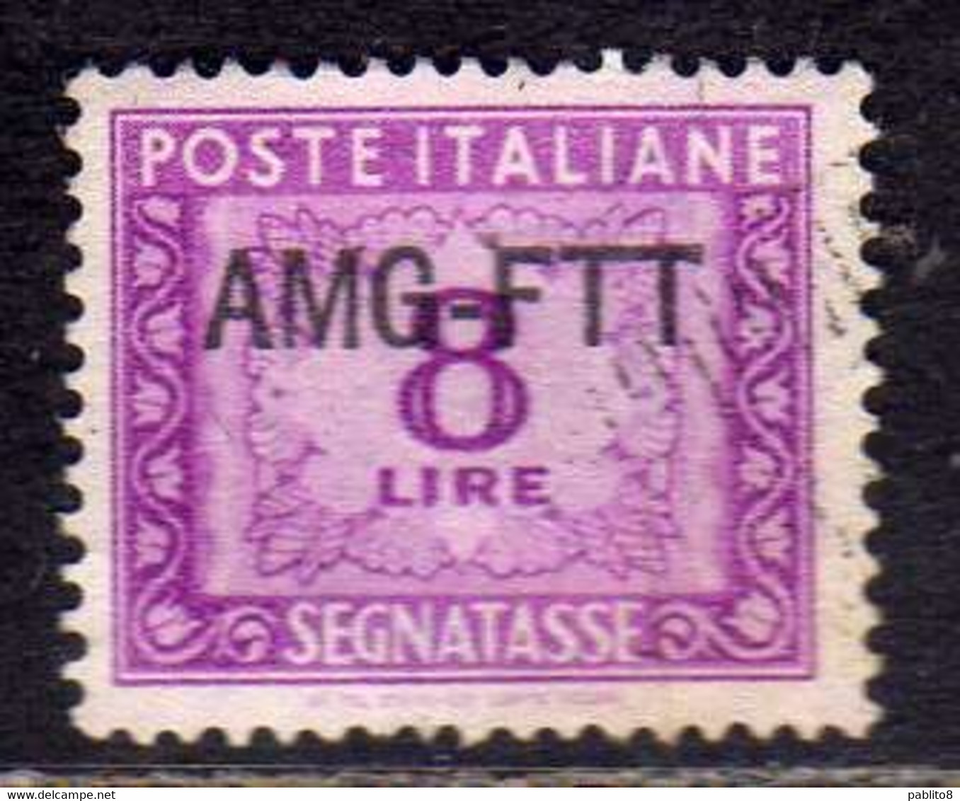 TRIESTE A 1949 1954 AMG-FTT SOPRASTAMPATO D'ITALIA ITALY OVERPRINTED SEGNATASSE POSTAGE DUE TAXE TASSE LIRE 8 USATO USED - Portomarken