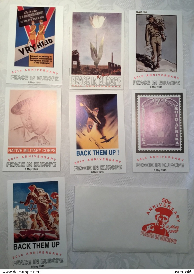 Postkartenserie 50 Jahre Ende 2. Weltkrieg Plakate Reproduktionen 1995 + Erklärungsbuch - Collections, Lots & Séries