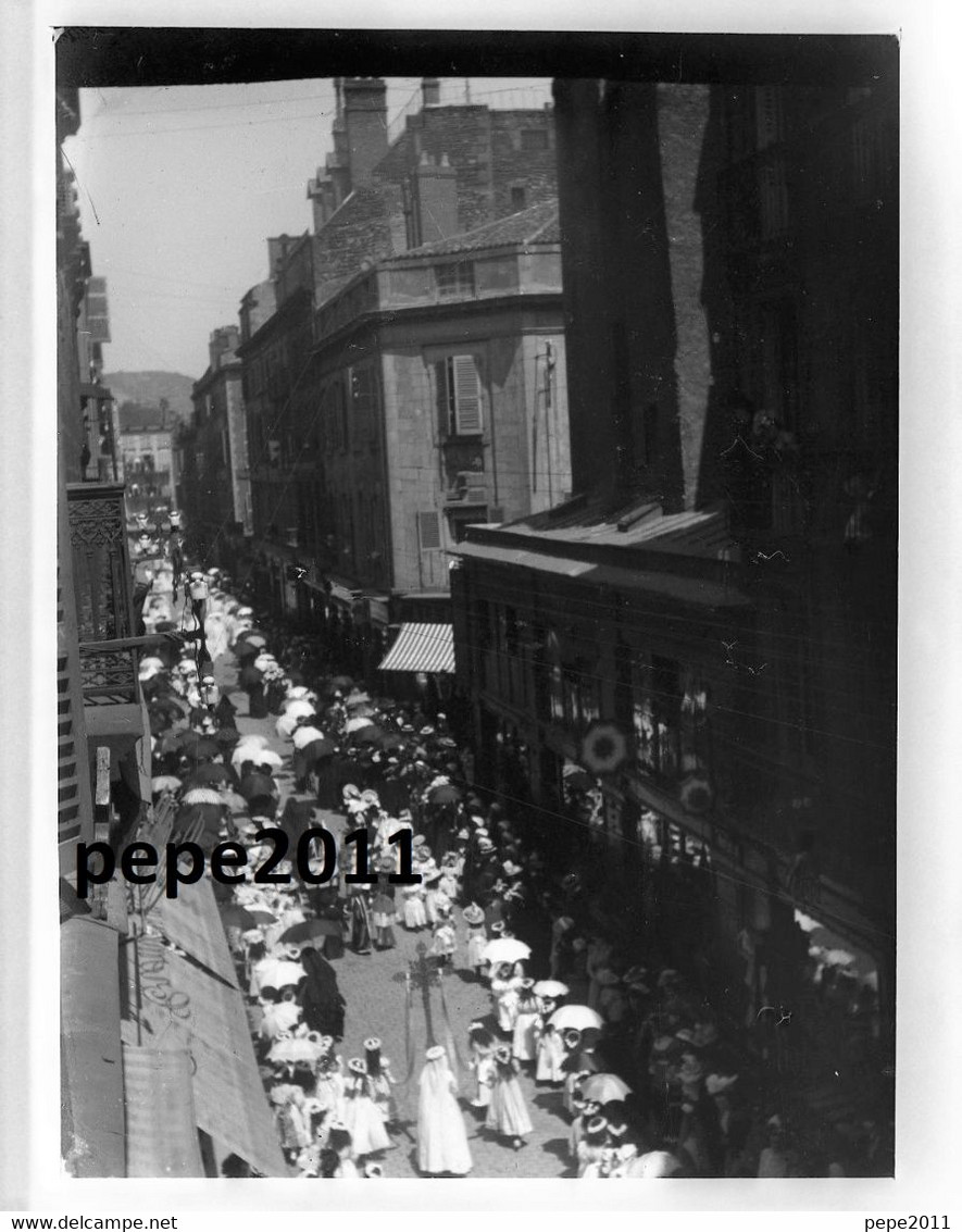 9 Négatifs Photo Plaque de Verre CLERMONT FERRAND en 1900  Rues animées, Procession, Militaires, Soldats  (Cf SCANS)