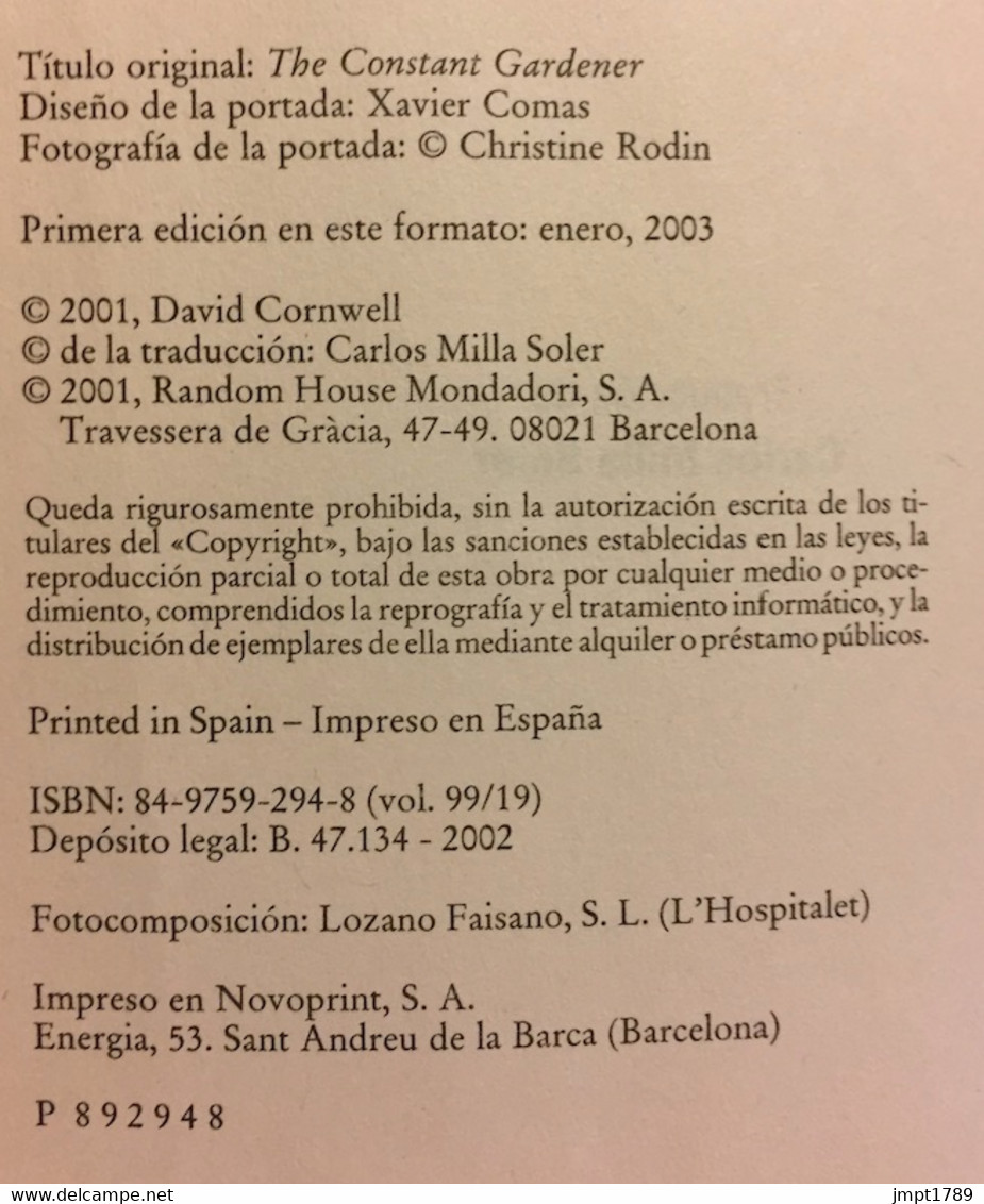 El Jardinero Fiel. John Le Carré. Ed. Random House Mondadori 2003. (en Español) - Azione, Avventura