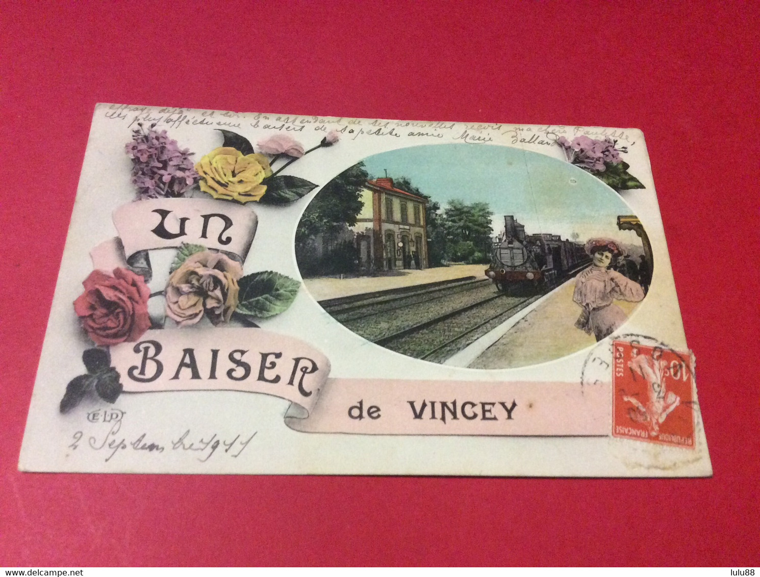 ♥️ VINCEY. UN Baiser Gare.  Année 1911 - Vincey