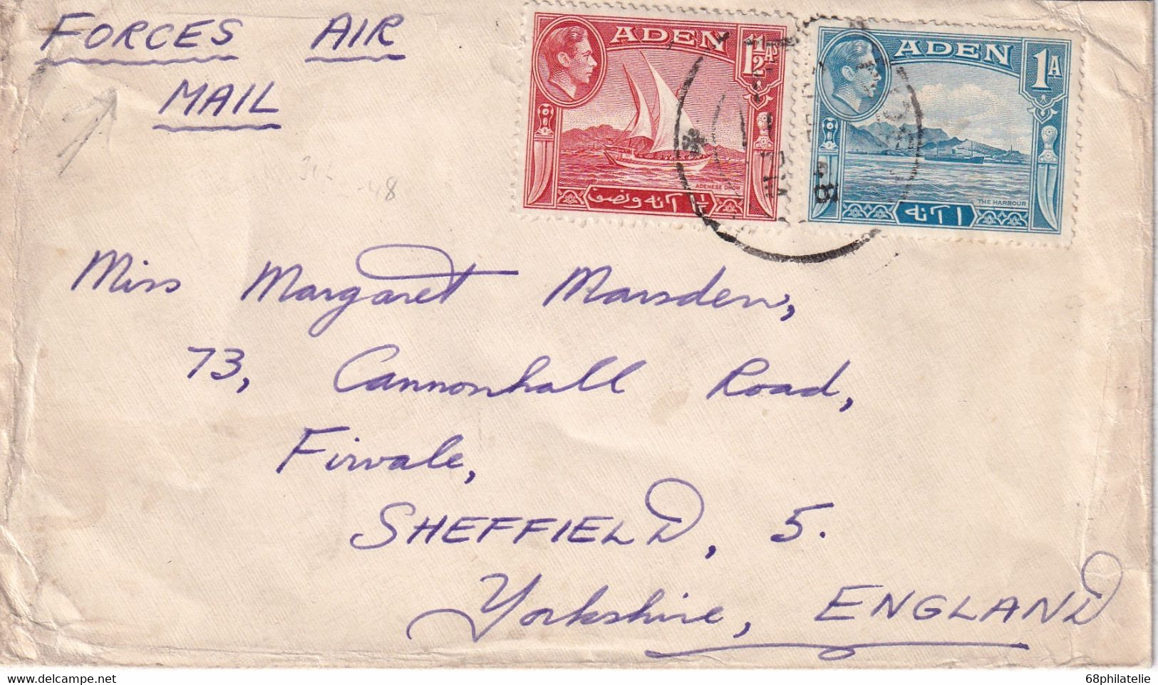 ADEN LETTRE PAR FORCES AIR MAIL - Aden (1854-1963)