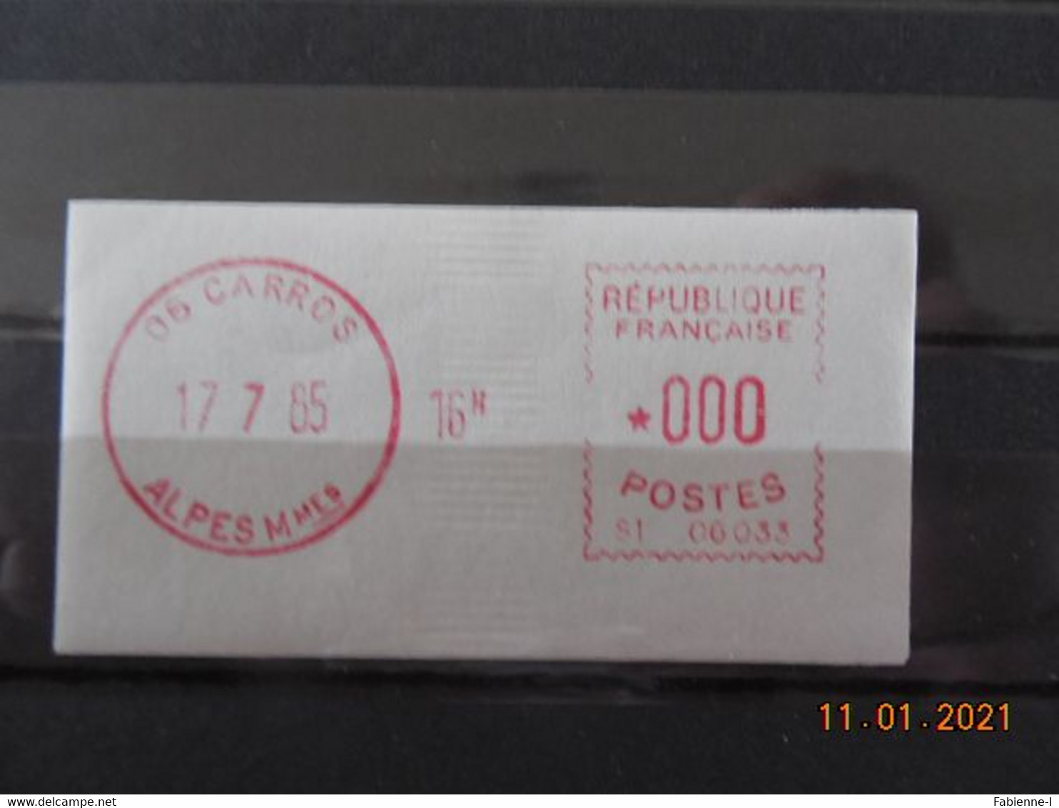 Vignette D'affranchissement Du Bureau De Carros 1985 Avec Gomme D'origine - 1969 Montgeron – Papier Blanc – Frama/Satas