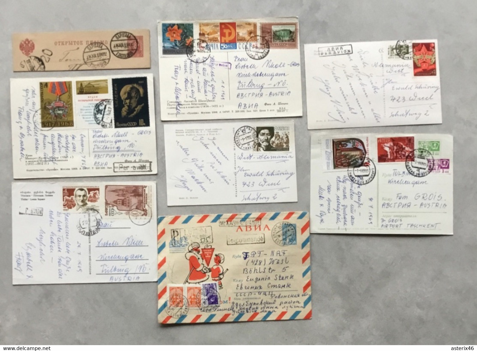 UdSSR Russland 6 Postkarten 1 R Brief 1 GSK Abschnitt - Collezioni