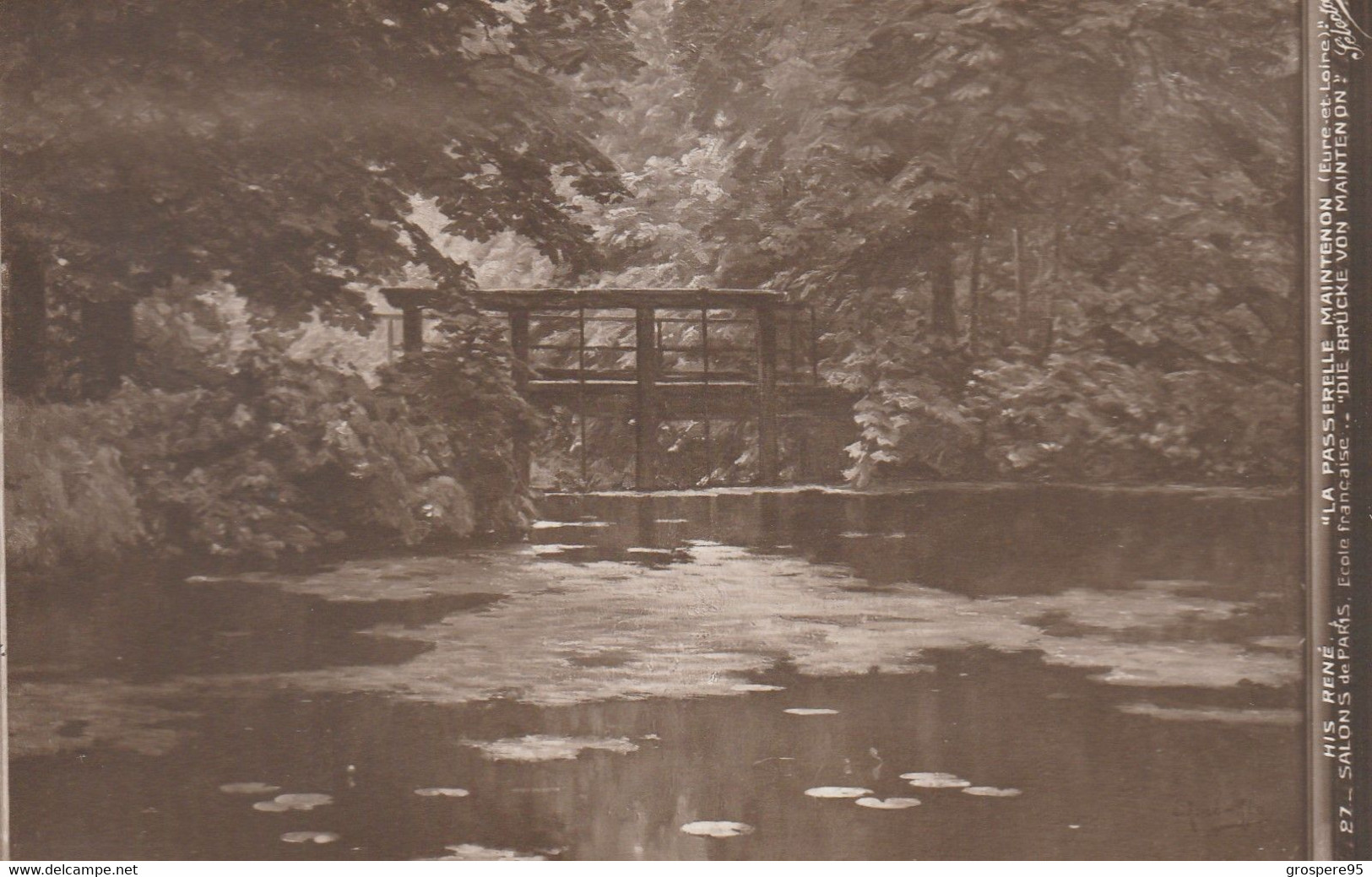 Salons De Paris His René La Passerelle De Maintenon Eure Et Loir Selecta N°27 Rare - Pintura & Cuadros