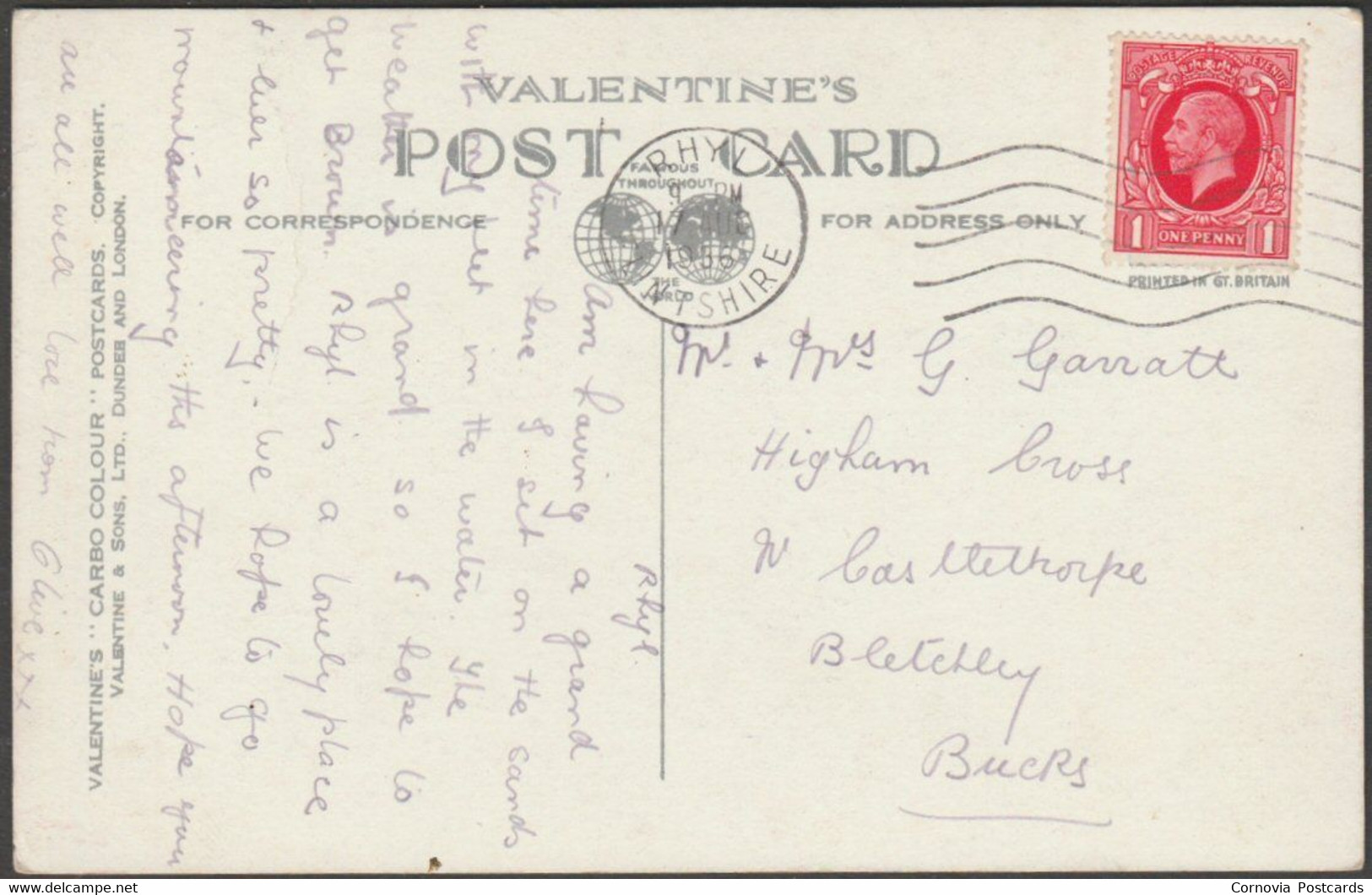 Pergolas, Botanical Gardens, Rhyl, Flintshire, 1936 - Valentine's Postcard - Flintshire