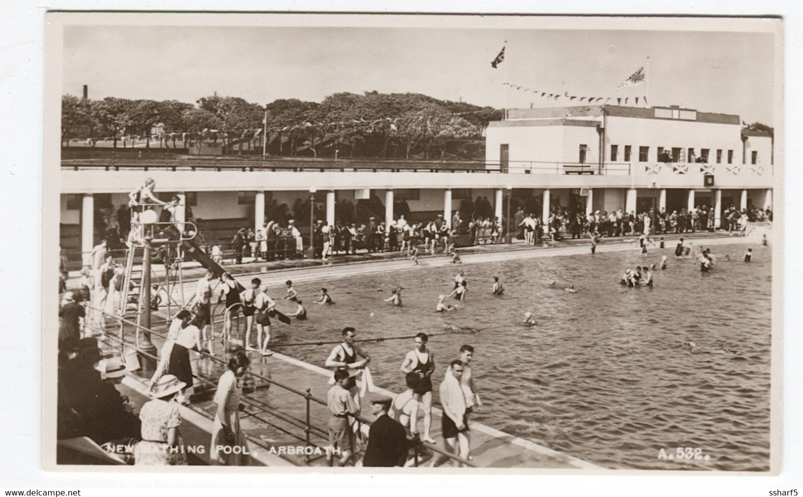 NEW BATHING POOL ARBROATH With Lots Of People C. 1925 - Angus