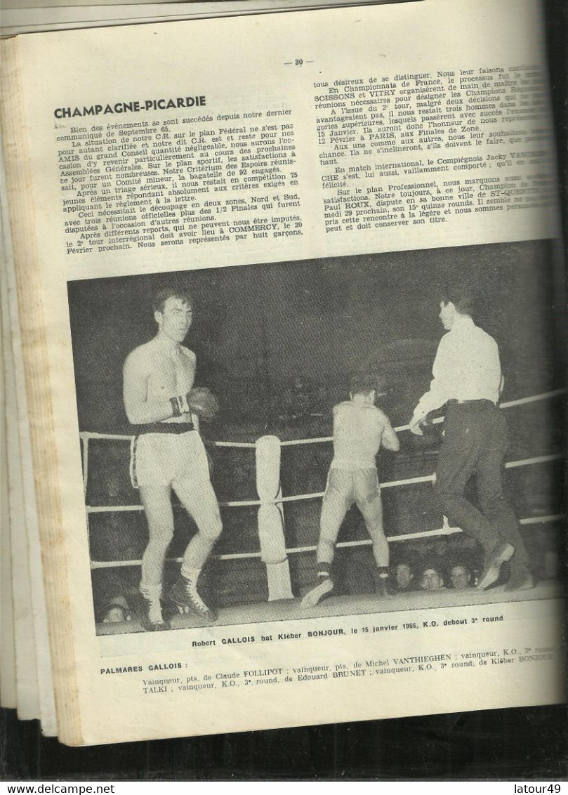 LIVRE 66   PAGES FRANCE BOXE  ET L OFFICIEL DE F.F B LES CHAMPION DE FRANCE AMATEURS 1966 - Libros