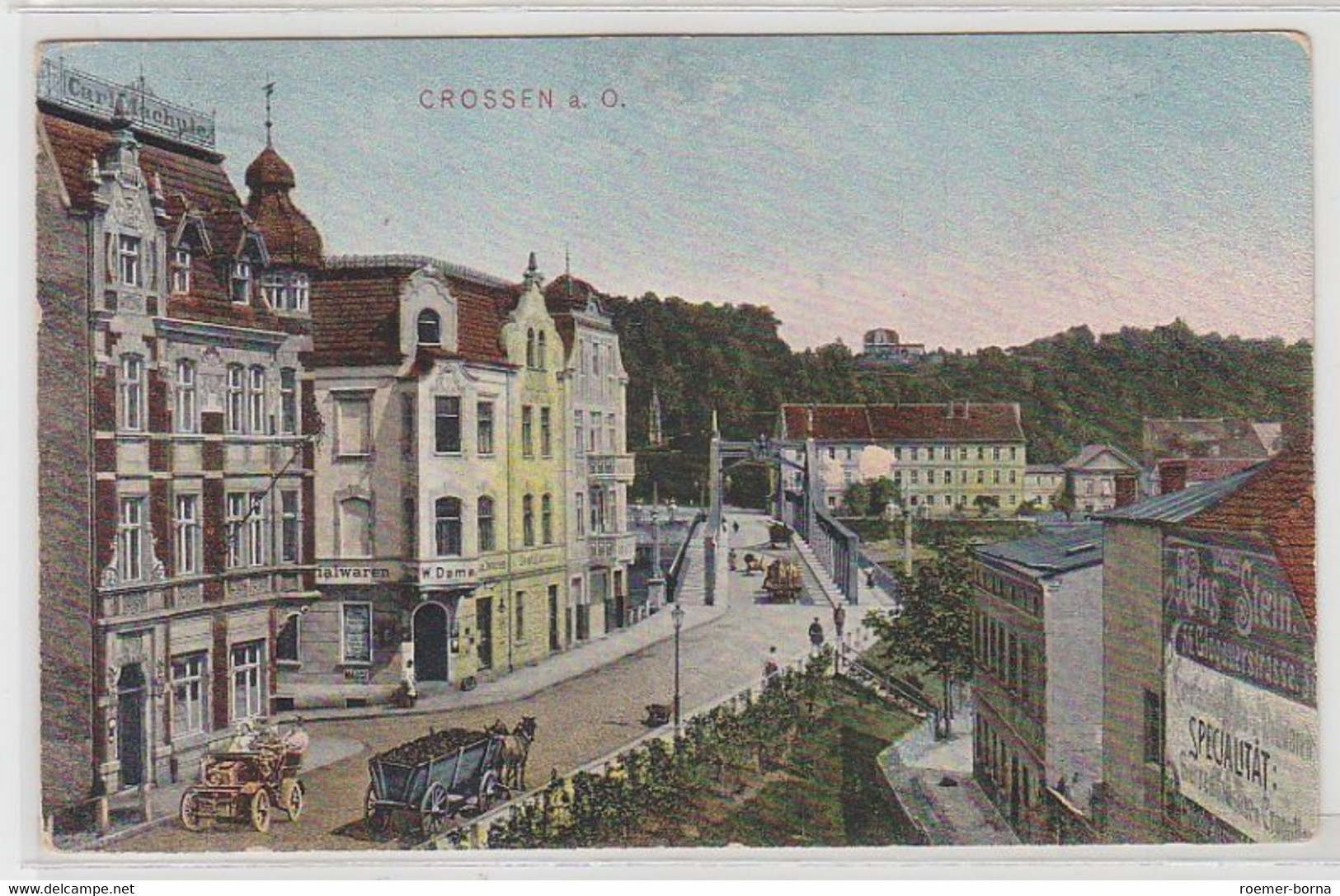 64073 Ak Crossen A.O. Strassenansicht Mit Geschäften 1909 - Sin Clasificación