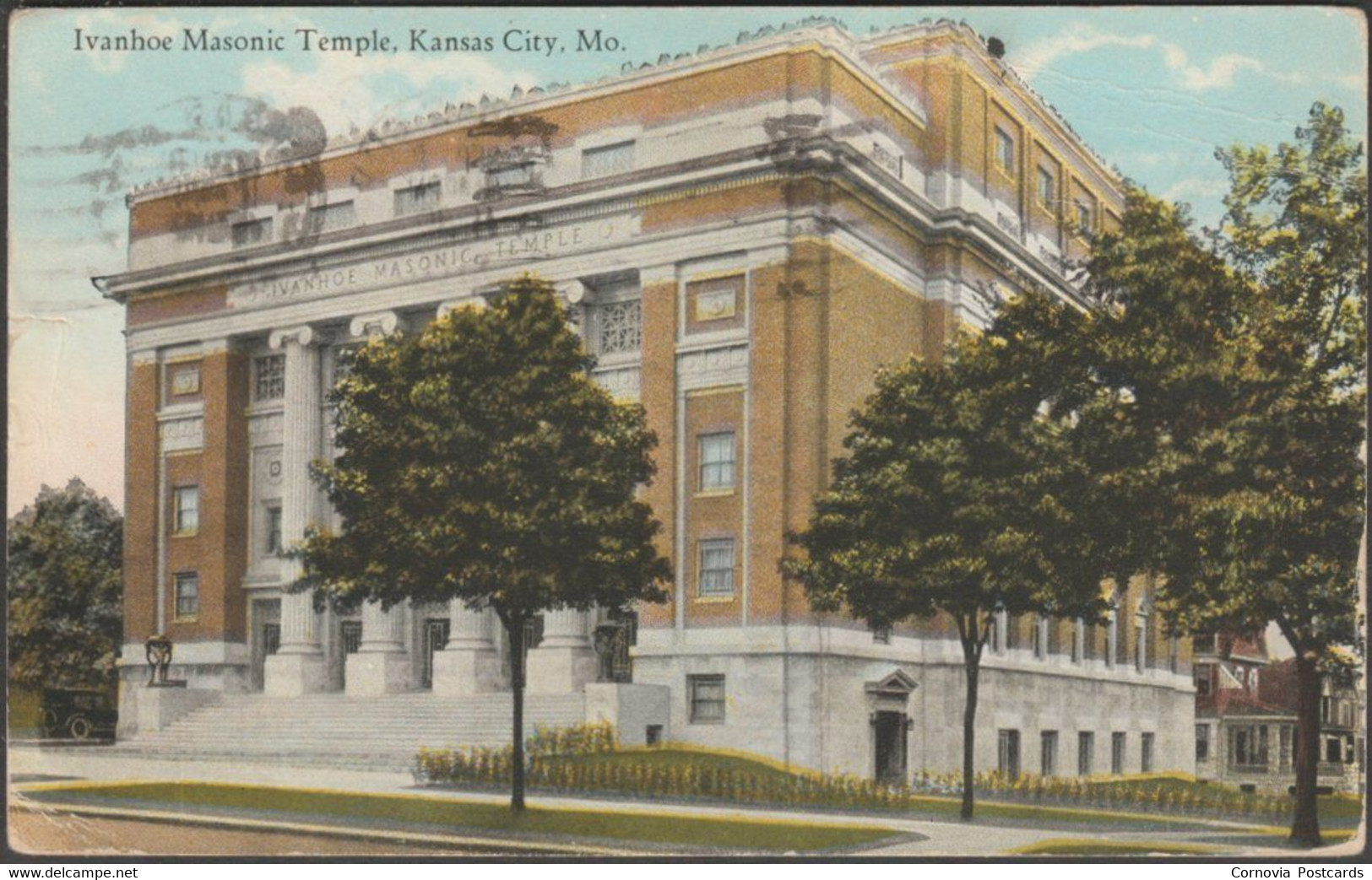 Ivanhoe Masonic Temple, Kansas City, Missouri, 1942 - Hall Bros Postcard - Kansas City – Missouri