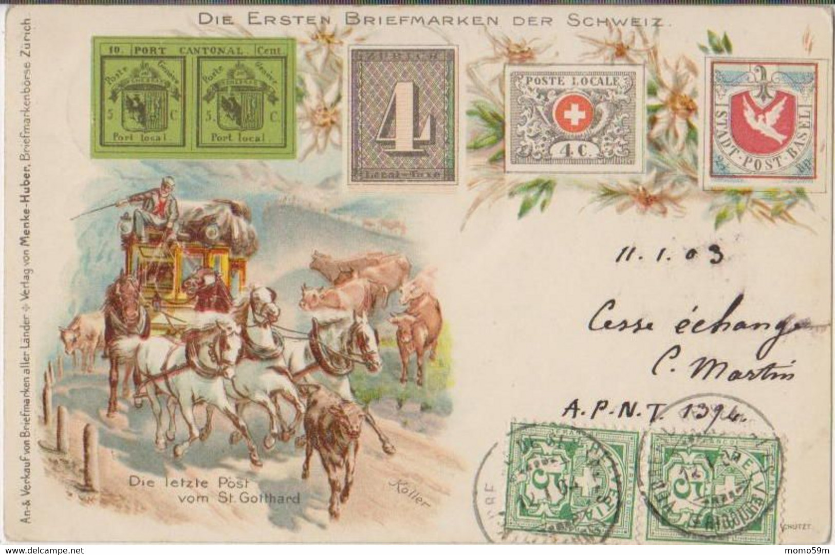 1903 . Die Ersten Briefmarken Der Schweiz . Representation De Timbres Suisses - Sent