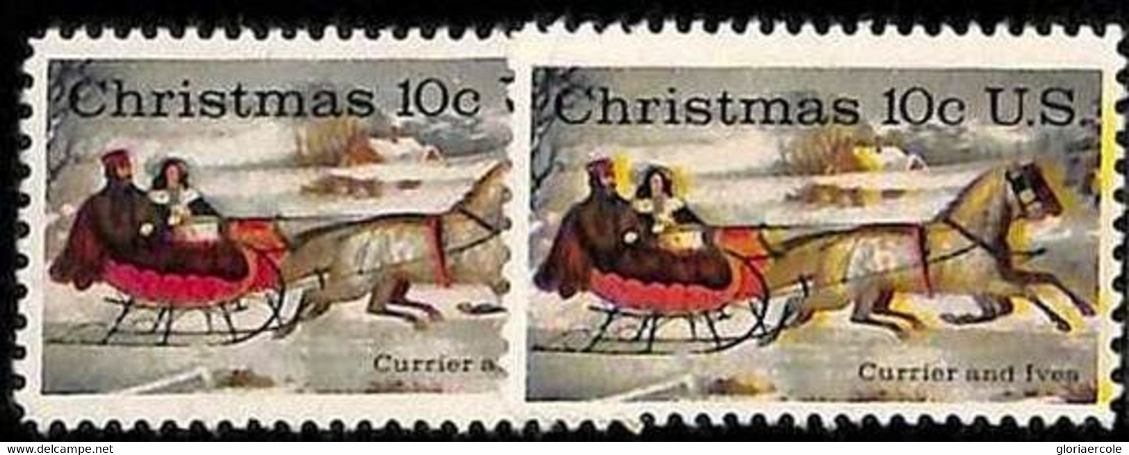 94809c - USA - STAMPS - Sc # 1551 Christmas Horses   SHIFTED Yellow  PRINT - MNH - Errors, Freaks & Oddities (EFOs)