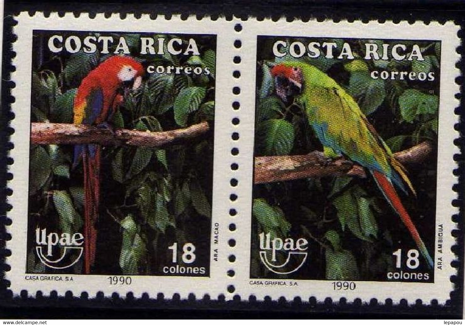 Costa Rica 1990 - 2 Valeurs "Perroquet"  Neuf ** MNH - Papagayos