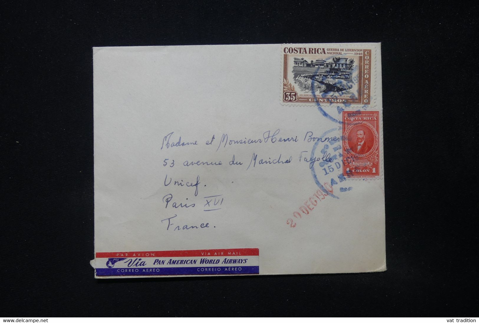 COSTA RICA - Enveloppe De San José Pour Paris En 1950 - L 84821 - Costa Rica
