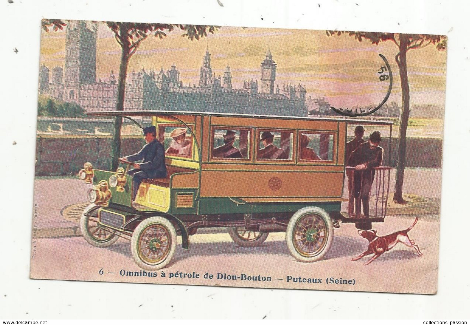 Cp, Automobiles , Bus & Autocars , OMNIBUS à Pétrole De DION-BOUTON , Puteaux ,Seine ,écrite - Autobus & Pullman