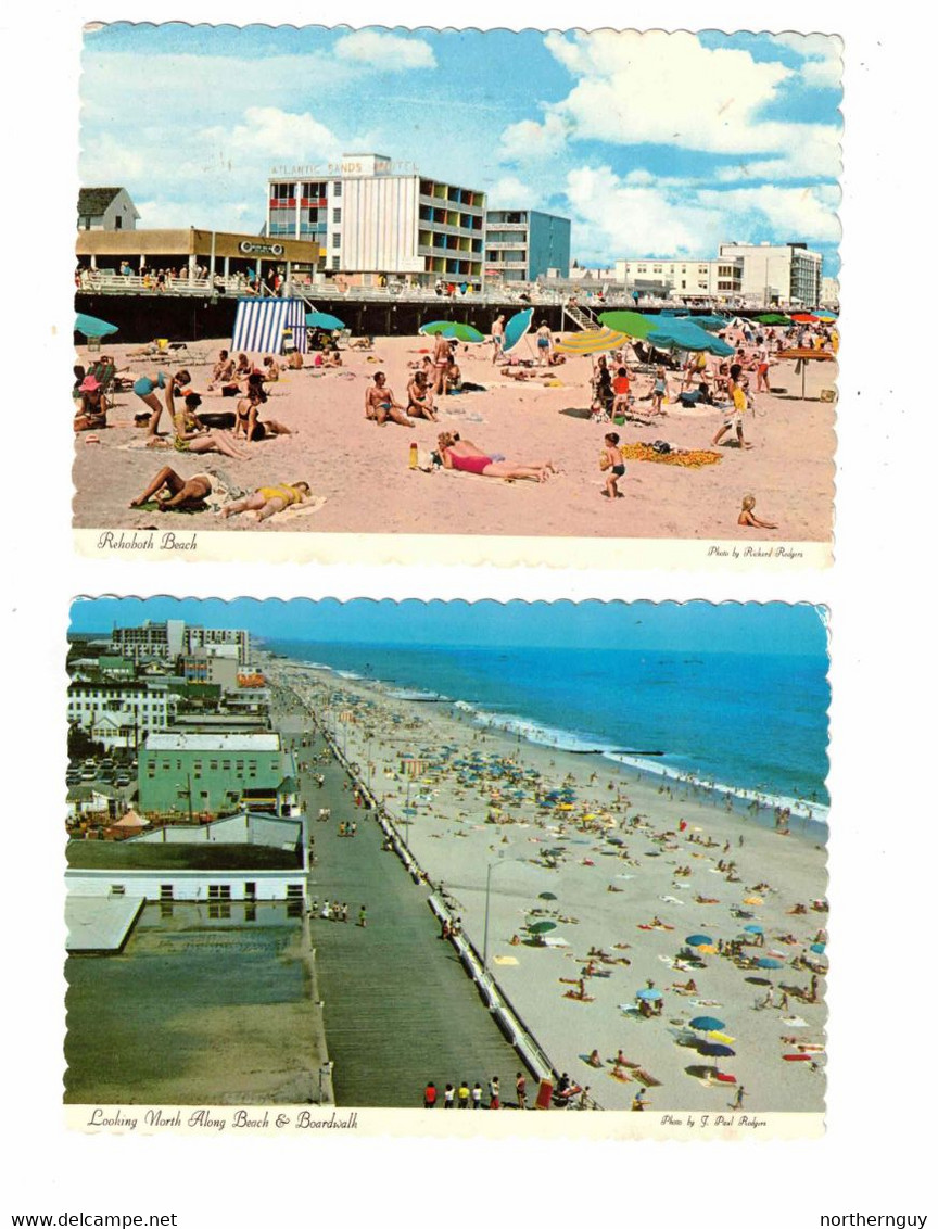 2 Different REHOBOTH BEACH, Delaware, USA, 1971 & 1973 4X6 Chrome Postcard - Autres & Non Classés