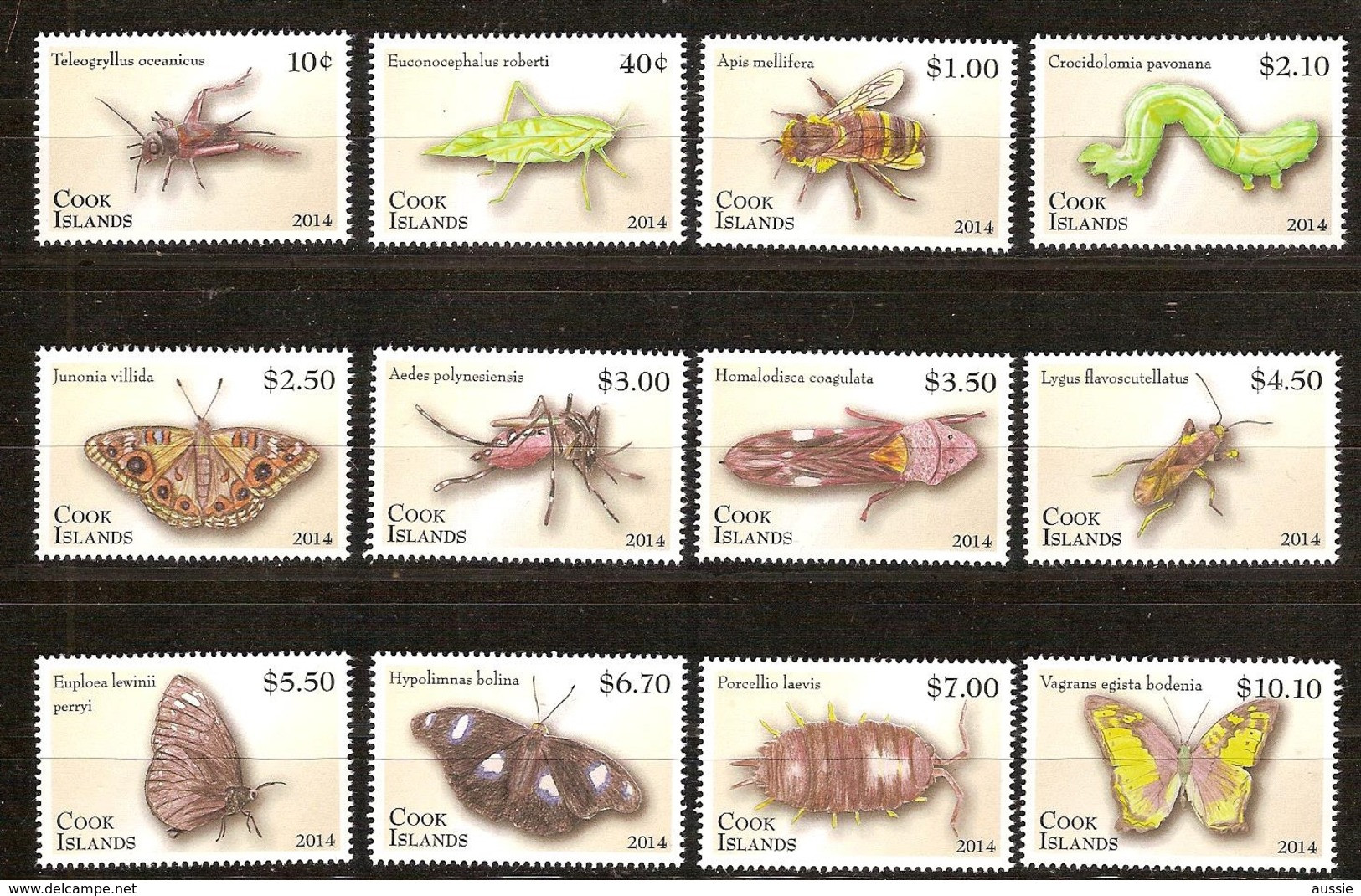 Cook Islands 2014 Yvertn° 1546-1557 *** MNH Cote 80 Euro Faune Papillons Insectes Insecten - Cookinseln