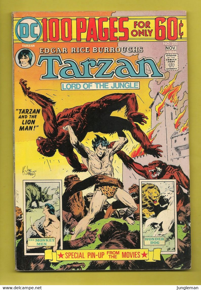 Tarzan Nr 233 - 100 Pages - (In English) DC - National Periodical Publications. Inc. - Oct-Nov 1974 - Joe Kubert - BE - DC