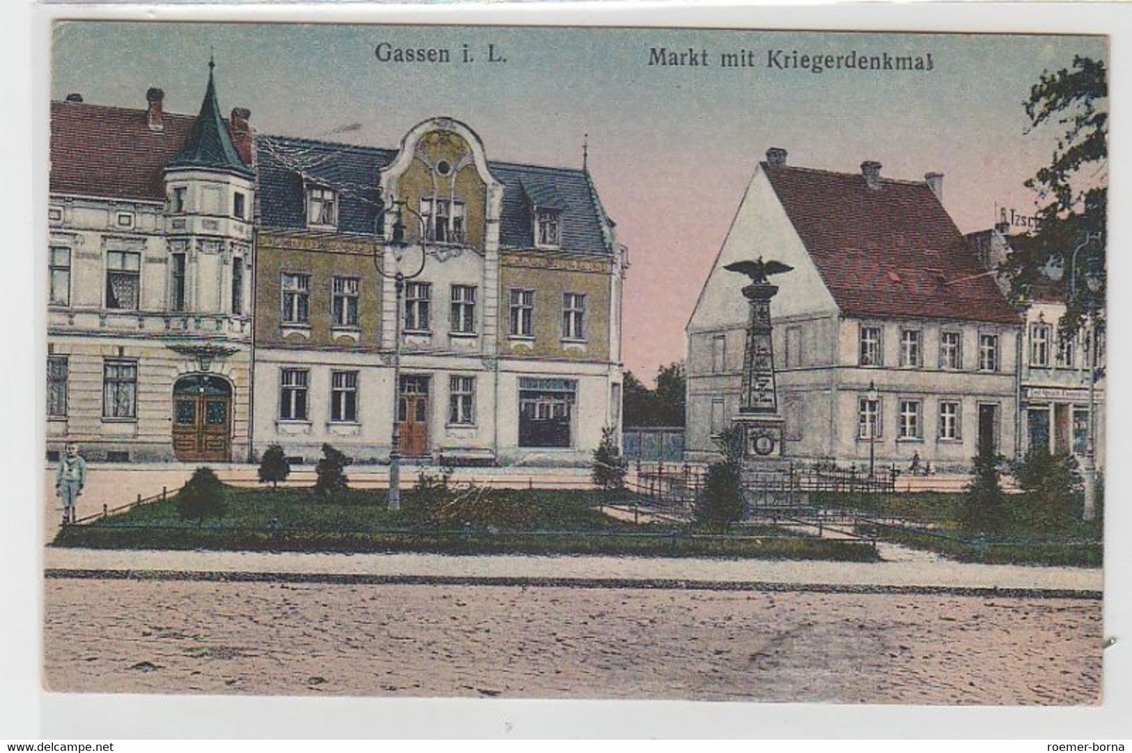 66242 Ak Gassen I.L. Markt Mit Kriegerdenkmal 1920 - Zonder Classificatie