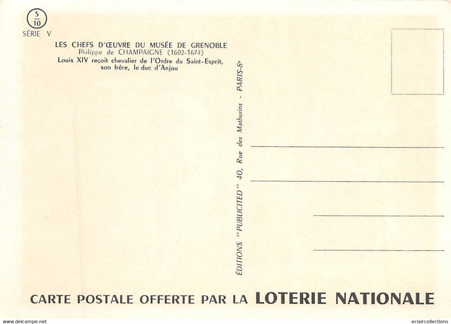 Thème : Loterie Nationale. Peinture .Chefs d'Œuvre du Musée de Grenoble 12 cartes  8 scan  (3 doubles)