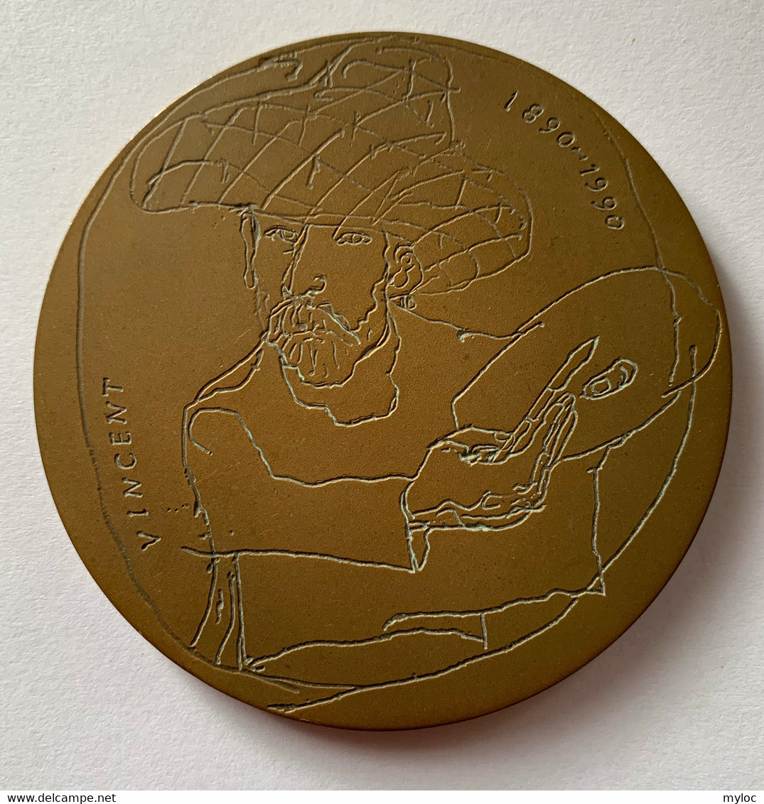 Médaille Bronze. Stichting Vincent Van Gogh 1890 -1990. Co Westerik - Professionnels/De Société