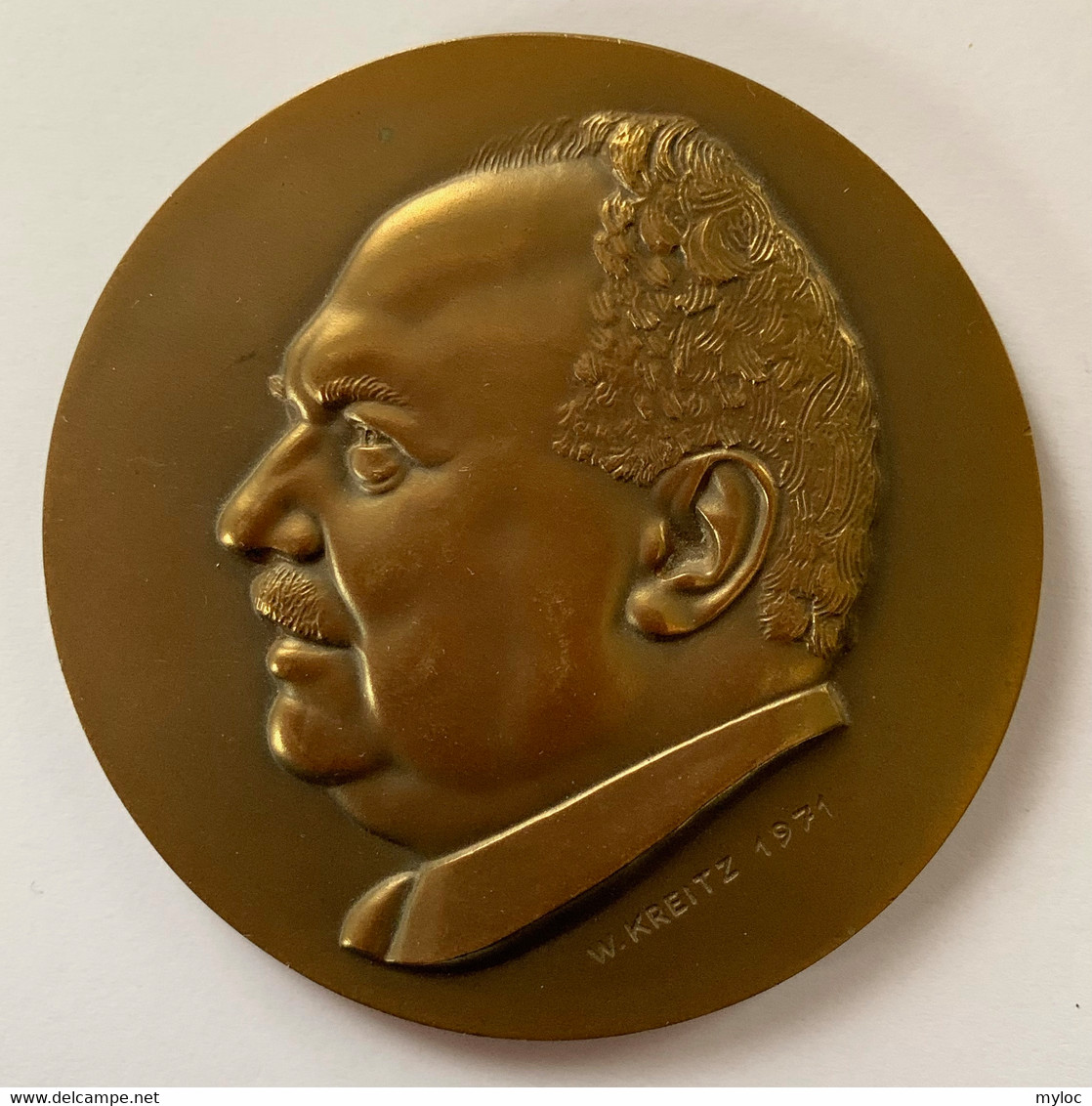 Médaille Bronze.  Jean Baugniet 1971. W. Kreitz. - Profesionales / De Sociedad