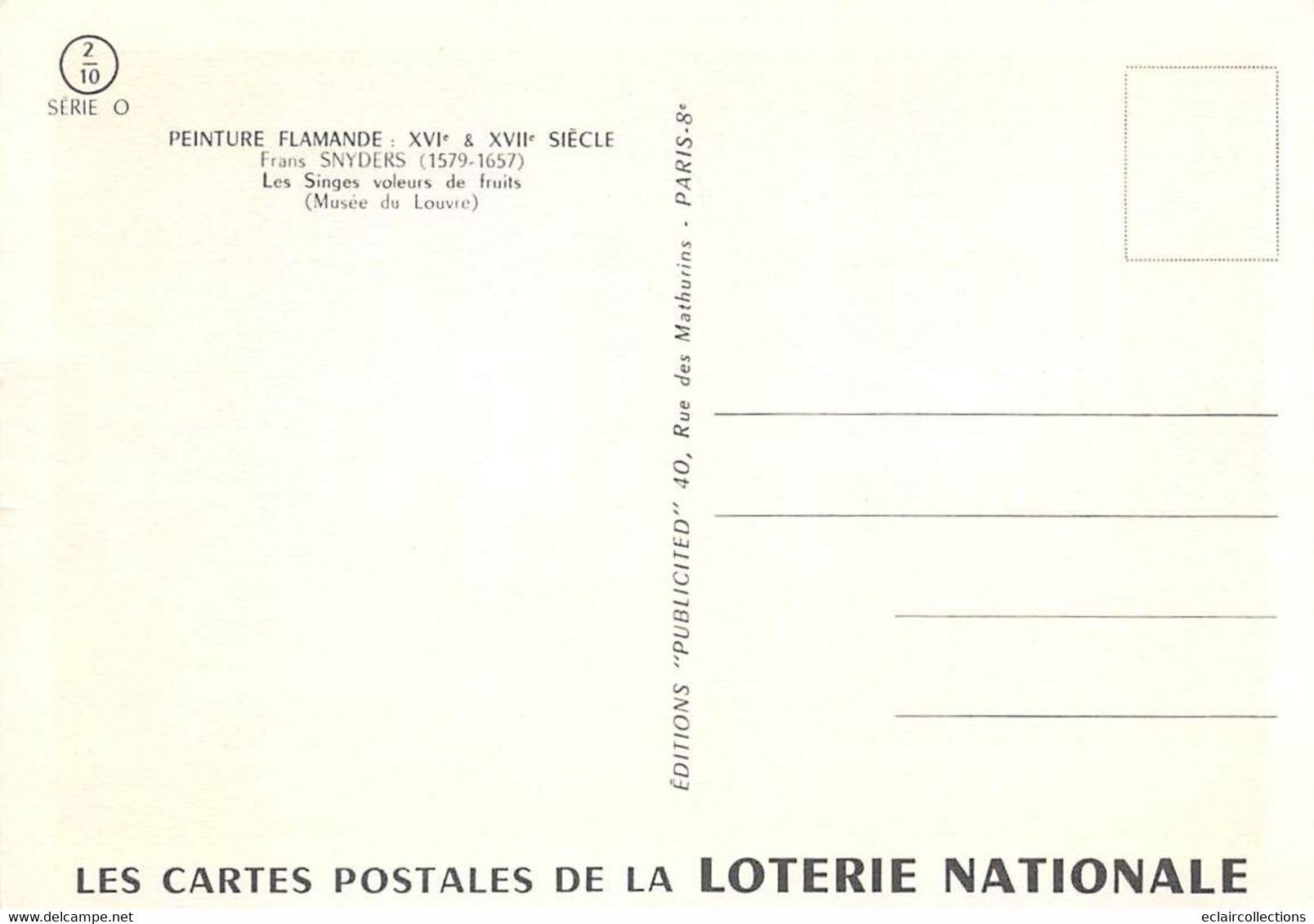 Thème : Loterie Nationale. Peinture Flamande   12   Cartes - Other & Unclassified