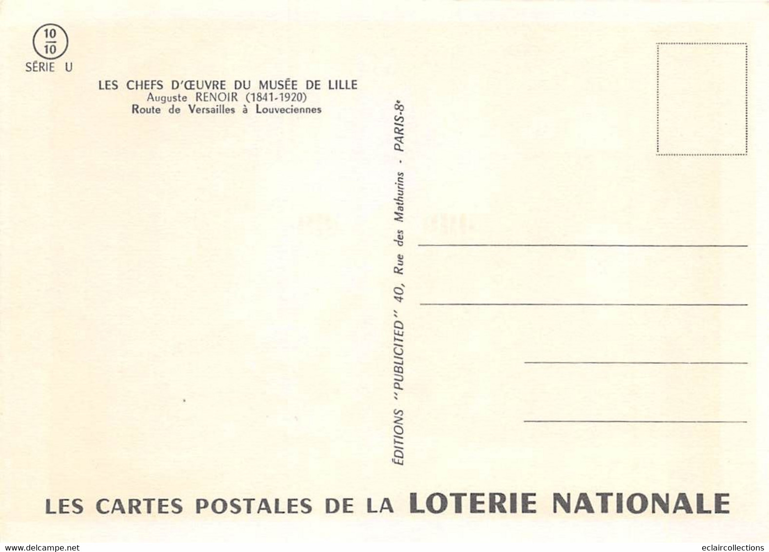 Thème : Loterie Nationale. Peinture Chefs D'Œuvre Du Musée De Lille   12   Cartes   11 Scan - Andere & Zonder Classificatie