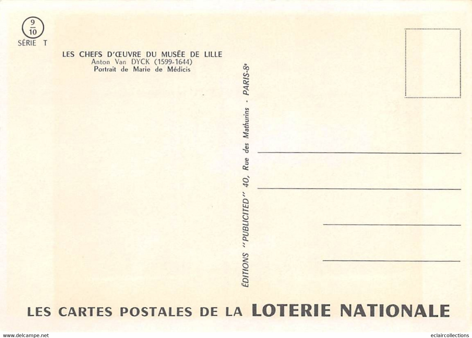 Thème : Loterie Nationale. Peinture Chefs d'Œuvre du Musée de Lille   12   cartes   11 scan