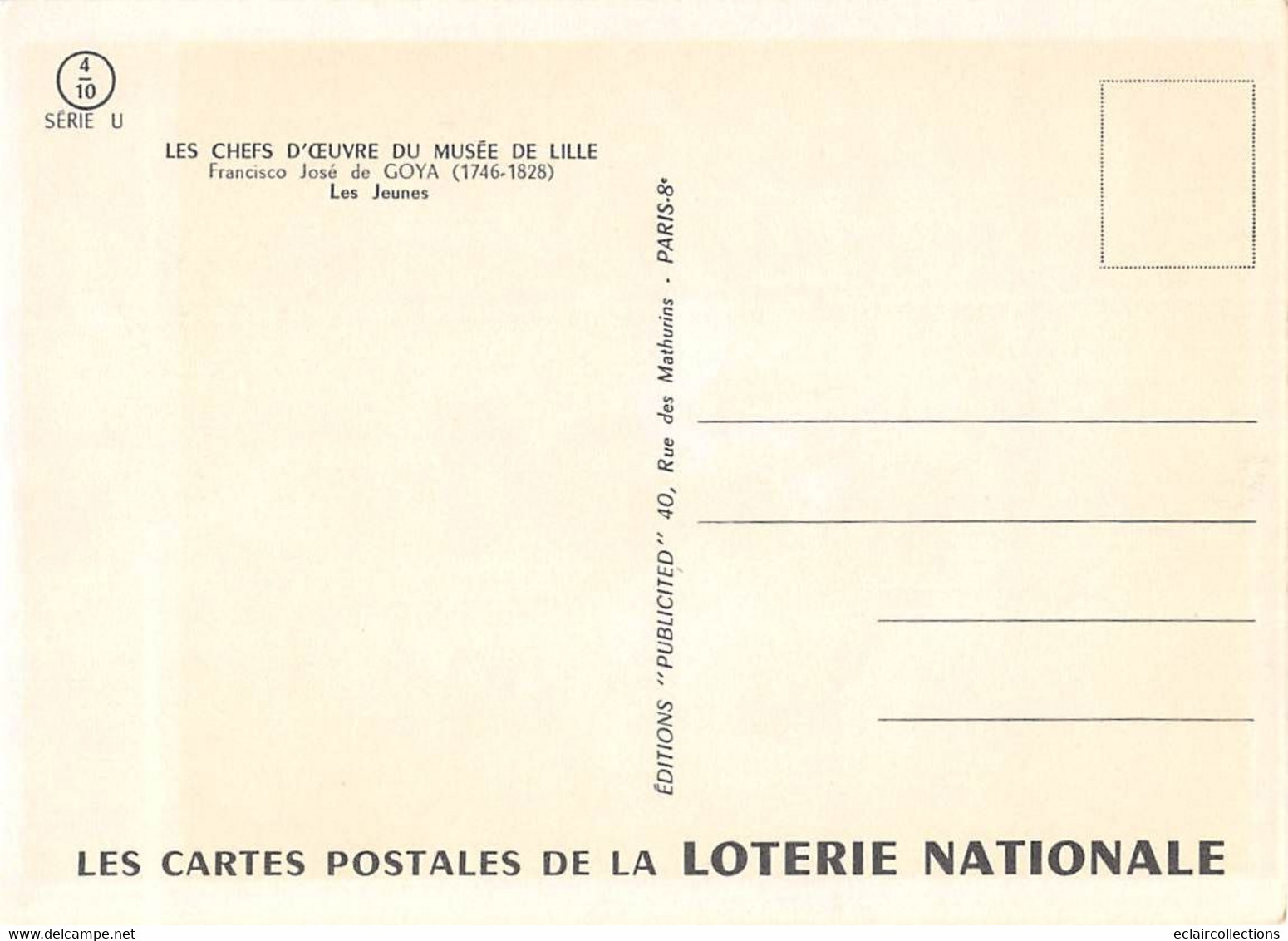 Thème : Loterie Nationale. Peinture Chefs d'Œuvre du Musée de Lille   12   cartes   11 scan