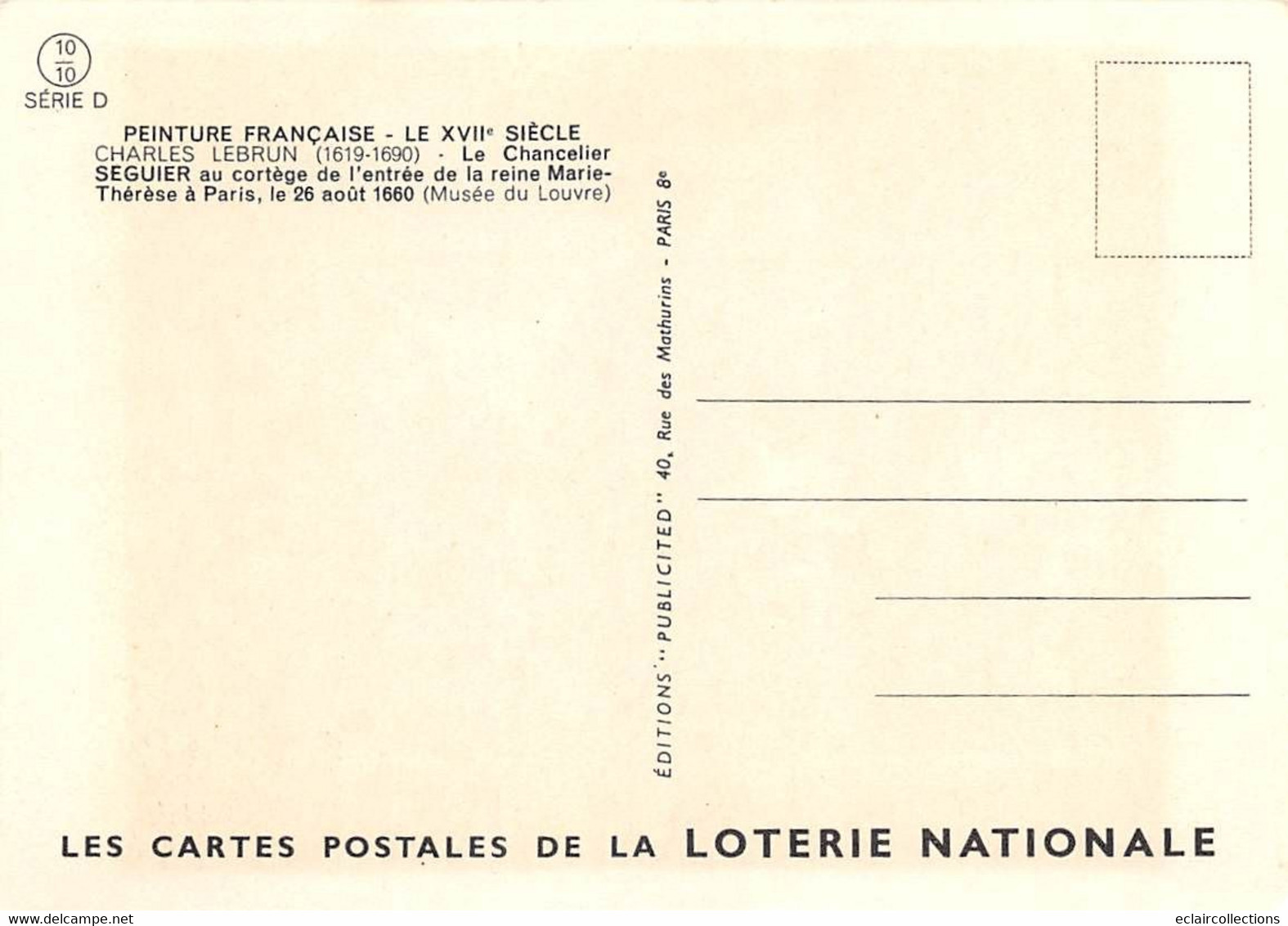 Thème : Loterie Nationale. Peinture Française 69 cartes  (48 scannées)