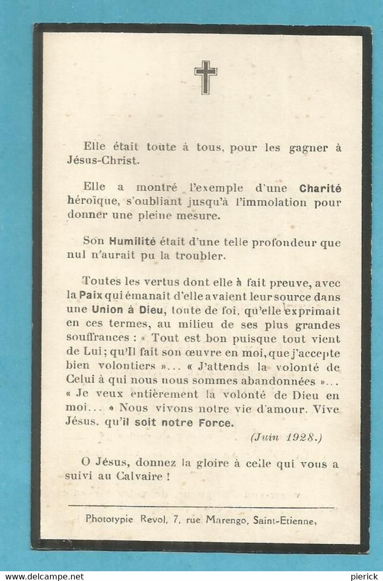 GENEALOGIE FAIRE PART DECES RELIGION RELIGIEUX  MERE EUGENIE CARTERON RELIGIEUSE DE SAINT JOSEPH 1853 1928 - Avvisi Di Necrologio