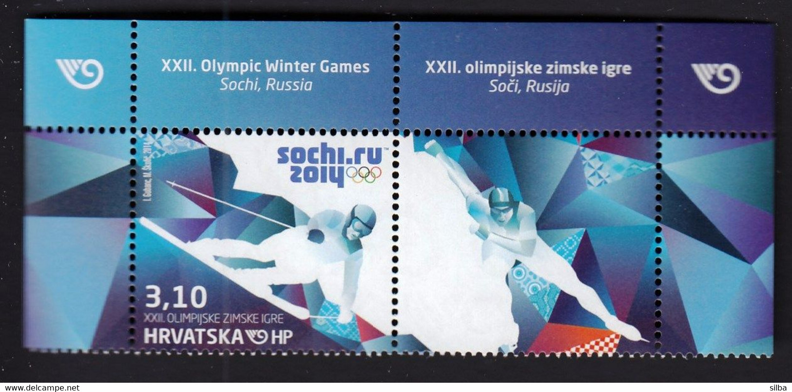 Croatia 2014 / Winter Olympic Games Sochi, Russia, Alpine Skiing, Speed Skating / MNH Stamp With Vignette - Winter 2014: Sochi
